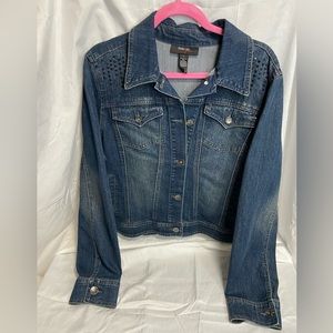 Style & Co Rinse Wash Darker Blue Jeans Jacket Size Large NWT